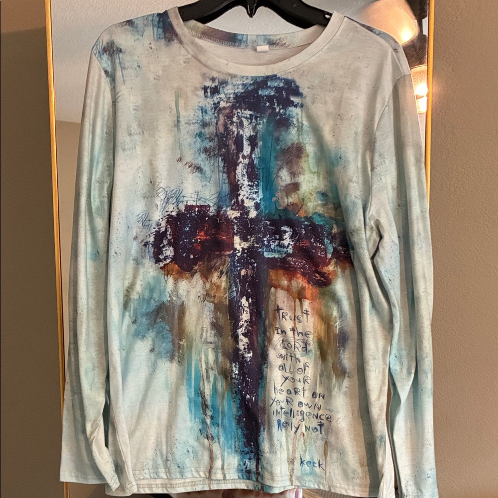 Abstract Cross Long Sleeve Shirt